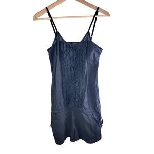 Karakorum Womens Light Cotton Ruffle Romper size S Black Sleeveless Summer Beach